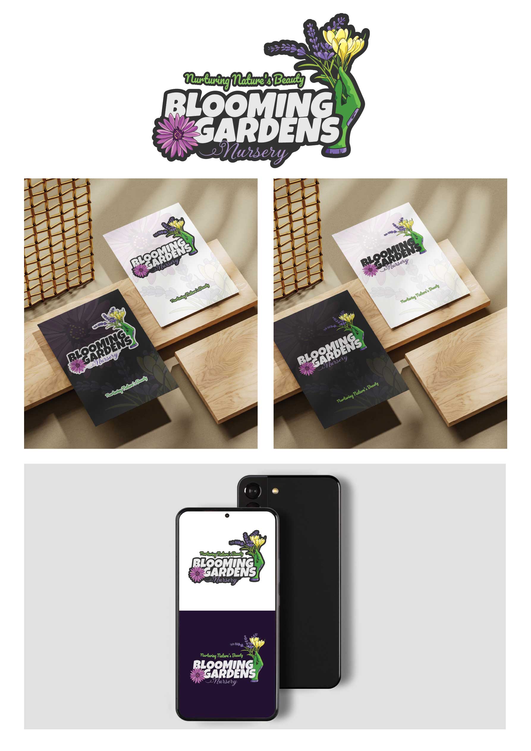 Blooming Gardens Nursery Logo Mockup