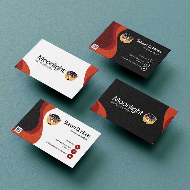 Moonlight Business Cards B&W Blue BG