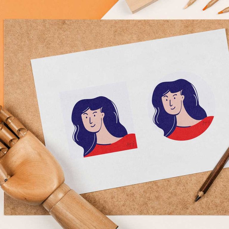 Girl Icon Drawing Mockup