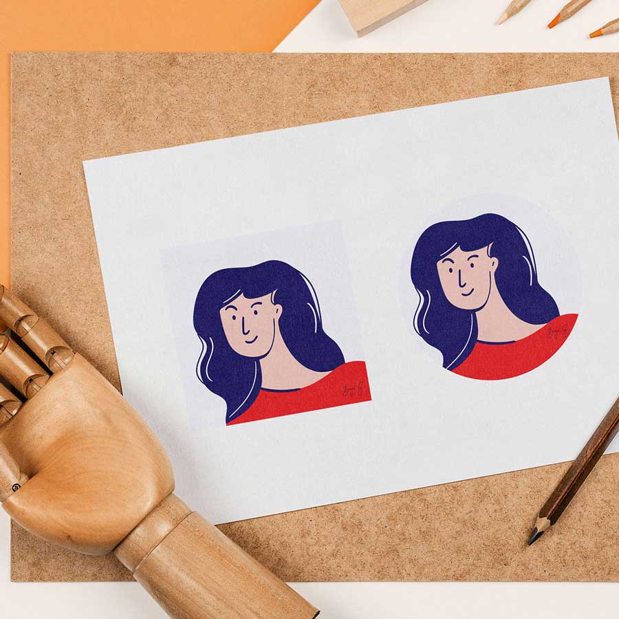 Girl Icon Drawing Mockup